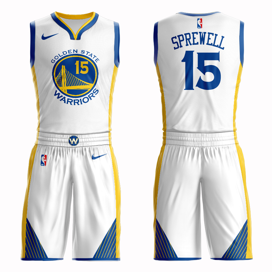 Men 2019 NBA Nike Golden State Warriors #15 white Customized jersey->customized nba jersey->Custom Jersey